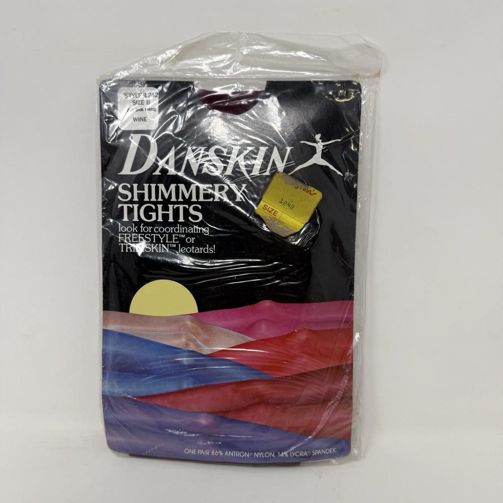Vintage 1980s Danskin Shimmery Tights Size B Color Wine Style 1242 NEW